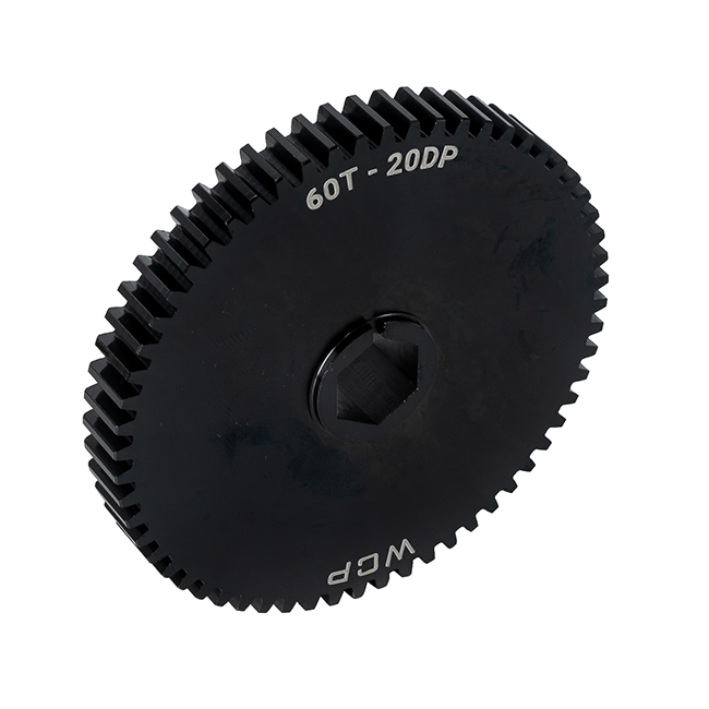 60t Pocketed Steel Spur Gear (20 DP, 1/2" Hex Bore)