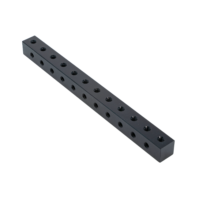 6" L x 0.5" x 0.5"  Aluminum Nutstrip (#8-32, 0.500" Spacing)