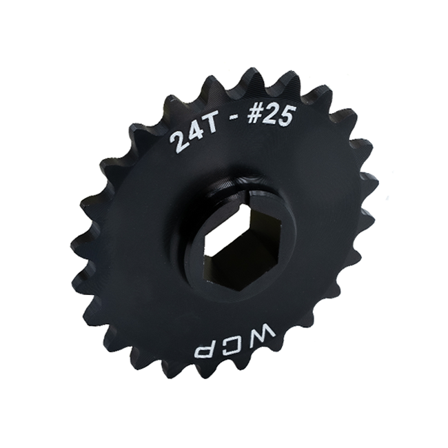 24t Aluminum Double Hub Sprocket (#25 Chain, 1/2" Hex Bore)