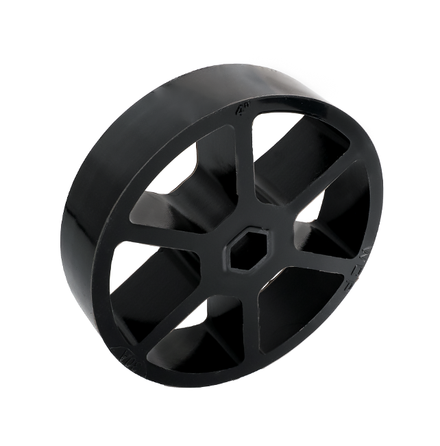 4" OD x 1" Wide 6 Spoke Straight Flex Wheel (1/2" Hex, 30A)