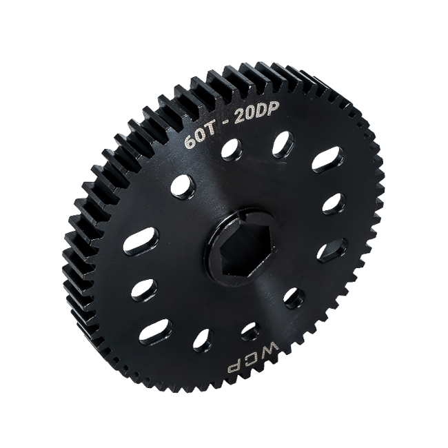 60t Pocketed Steel Spur Gear with MotionX (20 DP, 1/2" Hex Bore)