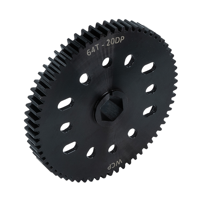 64t Pocketed Steel Spur Gear with MotionX (20 DP, 1/2" Hex Bore)