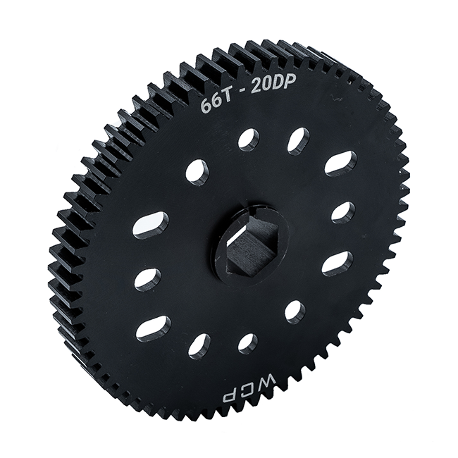 66t Pocketed Steel Spur Gear with MotionX (20 DP, 1/2" Hex Bore)