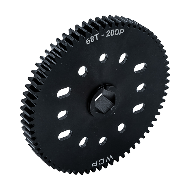 68t Pocketed Steel Spur Gear with MotionX (20 DP, 1/2" Hex Bore)