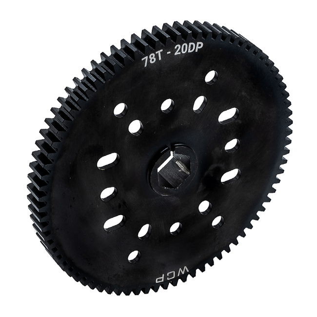 78t Pocketed Steel Spur Gear with MotionX (20 DP, 1/2" Hex Bore)